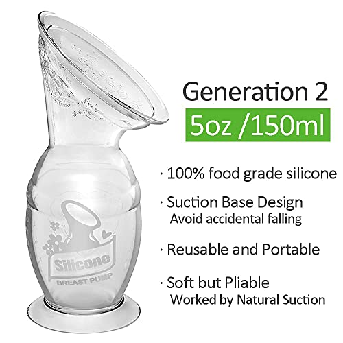 Haakaa Gen 2 Silicone Breast Pump With Suction Base And Leak-Proof Silicone Cap, 5 Oz/150 Ml, Bpa Pvc And Phthalate Free 1 Count (Pack Of 1) #TOP2