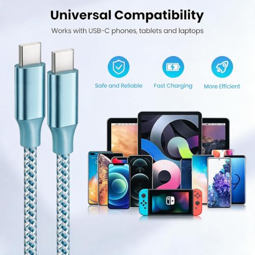 Image of KYEHD USB C Cable,3 Pack 10FT 60W Fast Charging USB C to USB C Cable, Durable Type C Charger Cable for iPhone 17 /16 /15 /iPad MacBook CarPlay and More
