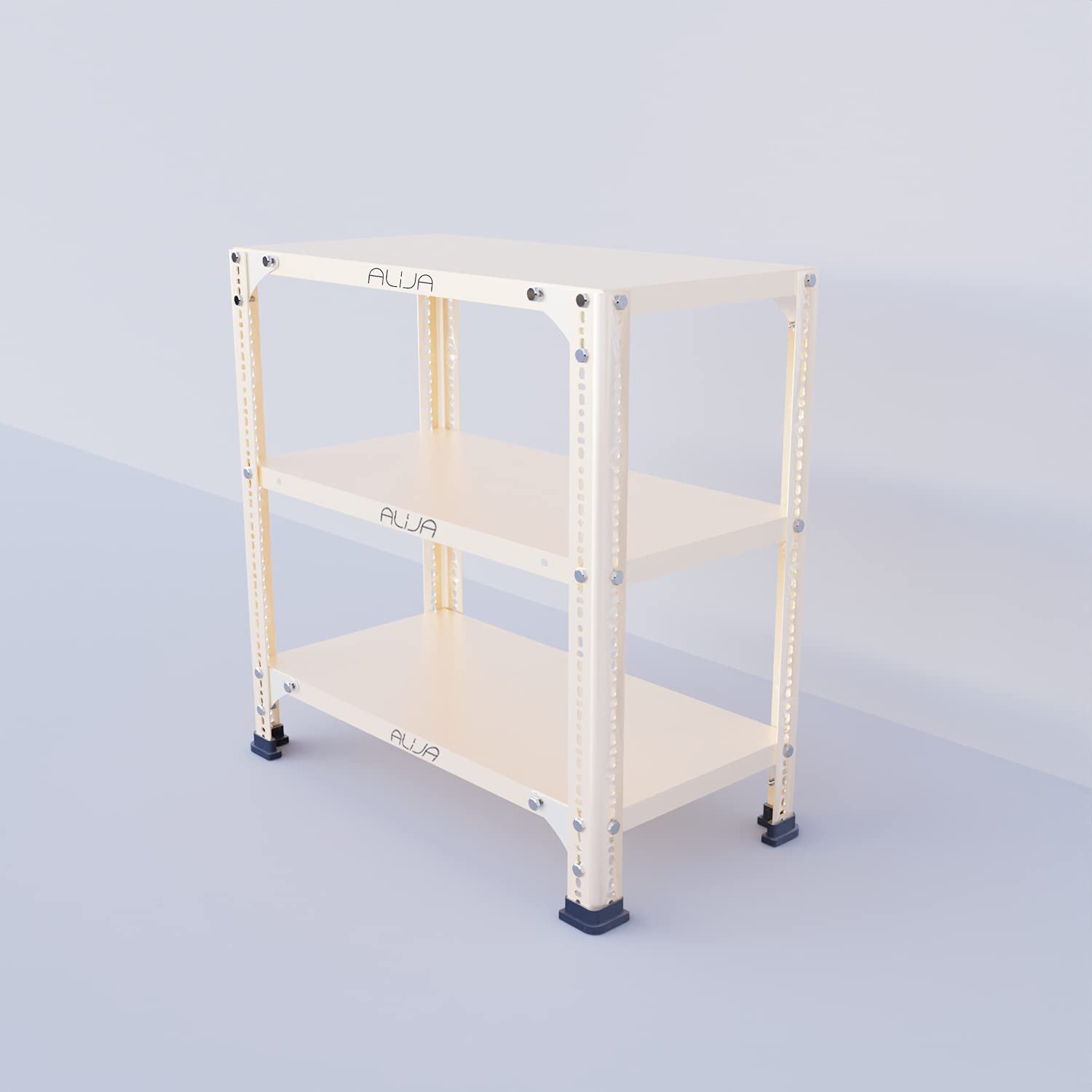 ALIJA Slotted Metal Rack - 3 Shelves, Black -7 ALIJA Slotted Metal Rack - 3 Shelves, Black -7