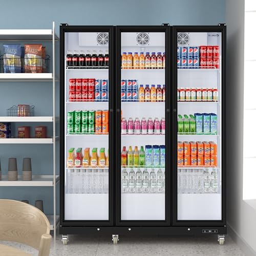 Image of KoolMore 71 in. Commercial 3 Fully Glass Door Merchandiser Refrigerator, 46 Cu. Ft. ETL Listed in Black (KM-MDR-3FGD)