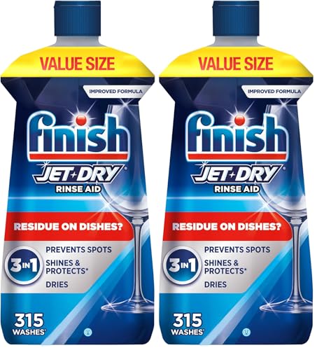 Image of Finish Jet-Dry Dishwasher Rinse Aid, Compatible with Dishwasher Detergent, Prevents Spots & Residues, Dries, Shine & Protects, 32 oz, 315 washes (Pack of 2)