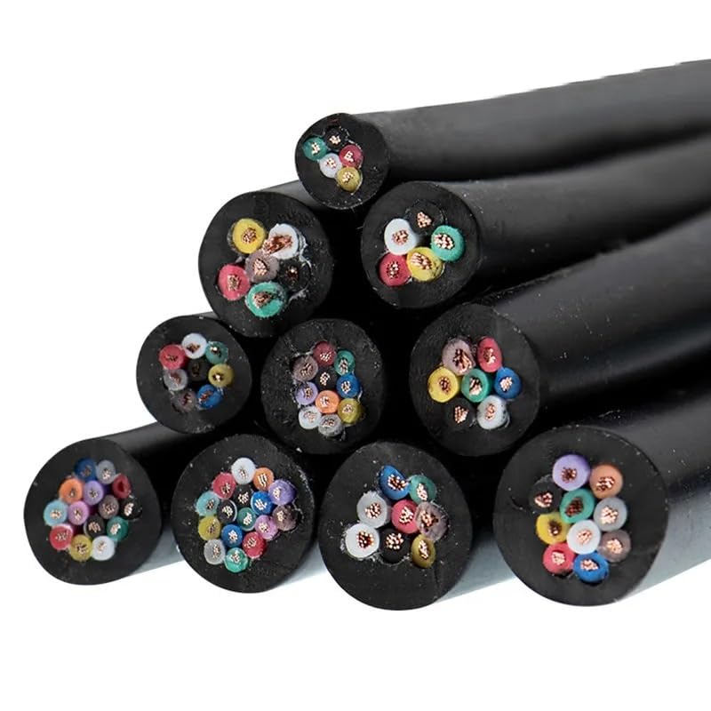 Canvia 26 24 22 20AWG 2 3 4 5 6 10 8 12 14 16 core PVC sheathed Copper Wire Conductor Electric RVV Cable Black Soft sheathed Wire (Color : 1 Meter Price, Size : 0.12MM 26AWG_3 CORES), JSHCN123456