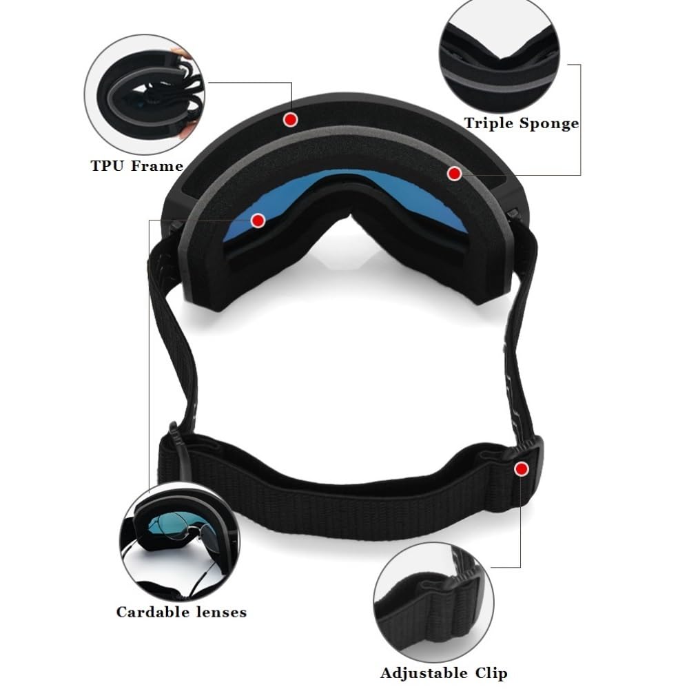 Lunettes de ski coupe-vent pour homme et femme, double pont, anti-buée, anti-reflets, protection UV