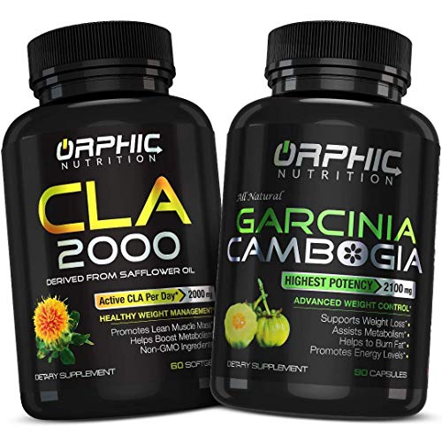 Garcinia Cambogia Extract 2100 MG & CLA Safflower Oil Supplement 2000mg (90 Caps + 60 softgels) - Appetite Suppressant, Metabolism & Building Lean Muscle Mass, Weight Loss & Carb Blocker Capsules