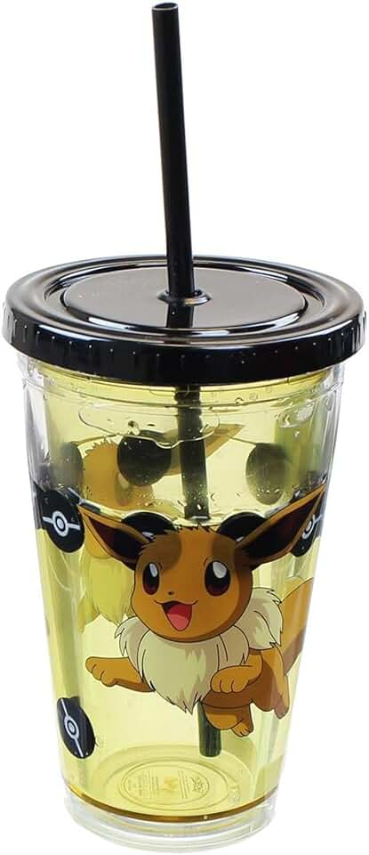 Pokemon Eevee 18oz Carnival Cup w/Floating Confetti Pokeballs