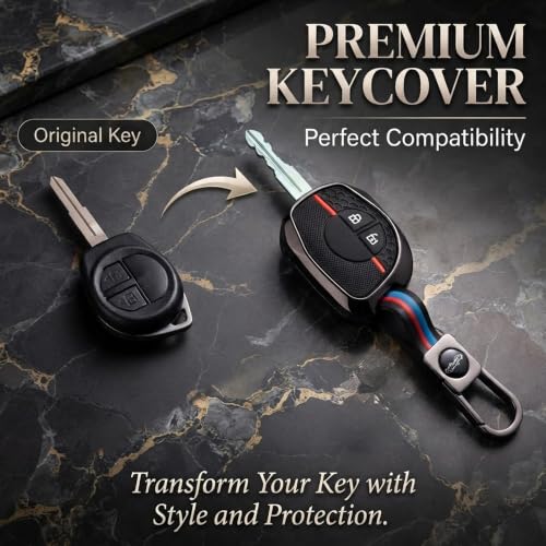 Image of Coll of Fest Luxury Metal Silicon Key Cover Compatible with Suzuki Swift | Ertiga | Wagonr | Celerio | Swift Dzire | Alto | Fronx | Brezza | S Presso | Ignis | 2 Button Key Glow in Dark
