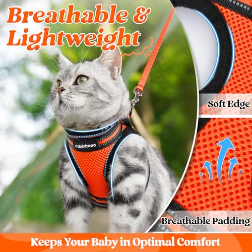Image of rabbitgoo Cat Harness and Leash Set, Step-in Soft Vest, Orange