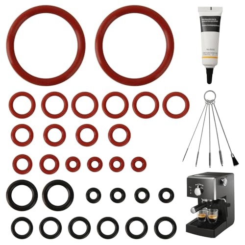 Juego de juntas de 30 unidades, juntas en O, juego de mantenimiento compatible con Philips Saeco (HD SM RI EP), Gaggia, Spidem | Recambios para cafeteras automáticas con grasa de silicona de 10 g + 5