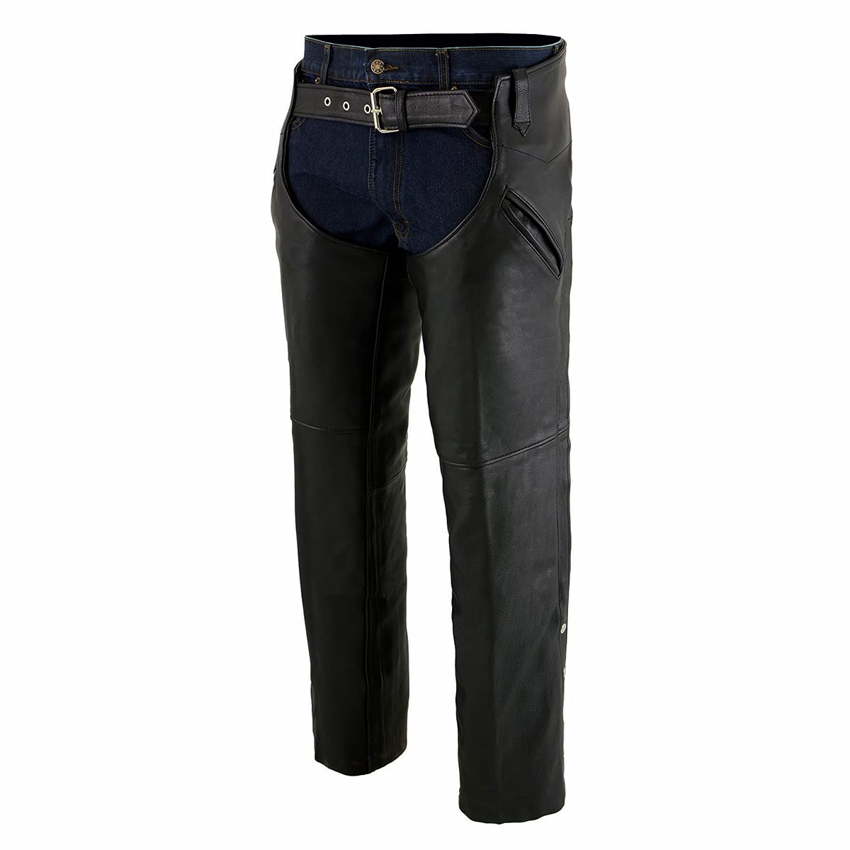 Milwaukee Leather Chaps for ML1103-2X-Large Motorradchaps für Herren, Premium-Leder, mit ausklappbarem Thermofutter, Schlitztasche, Schwarz