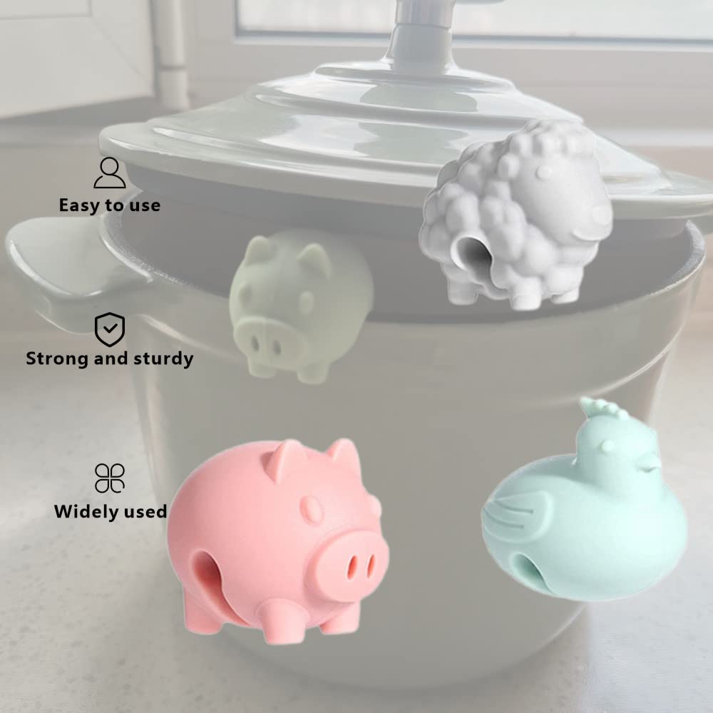 3 Alzavetro In Silicone A Forma Di Animale - Simpatici Distanziali Per Pentole E Coperchi - Colori Assortiti - 3