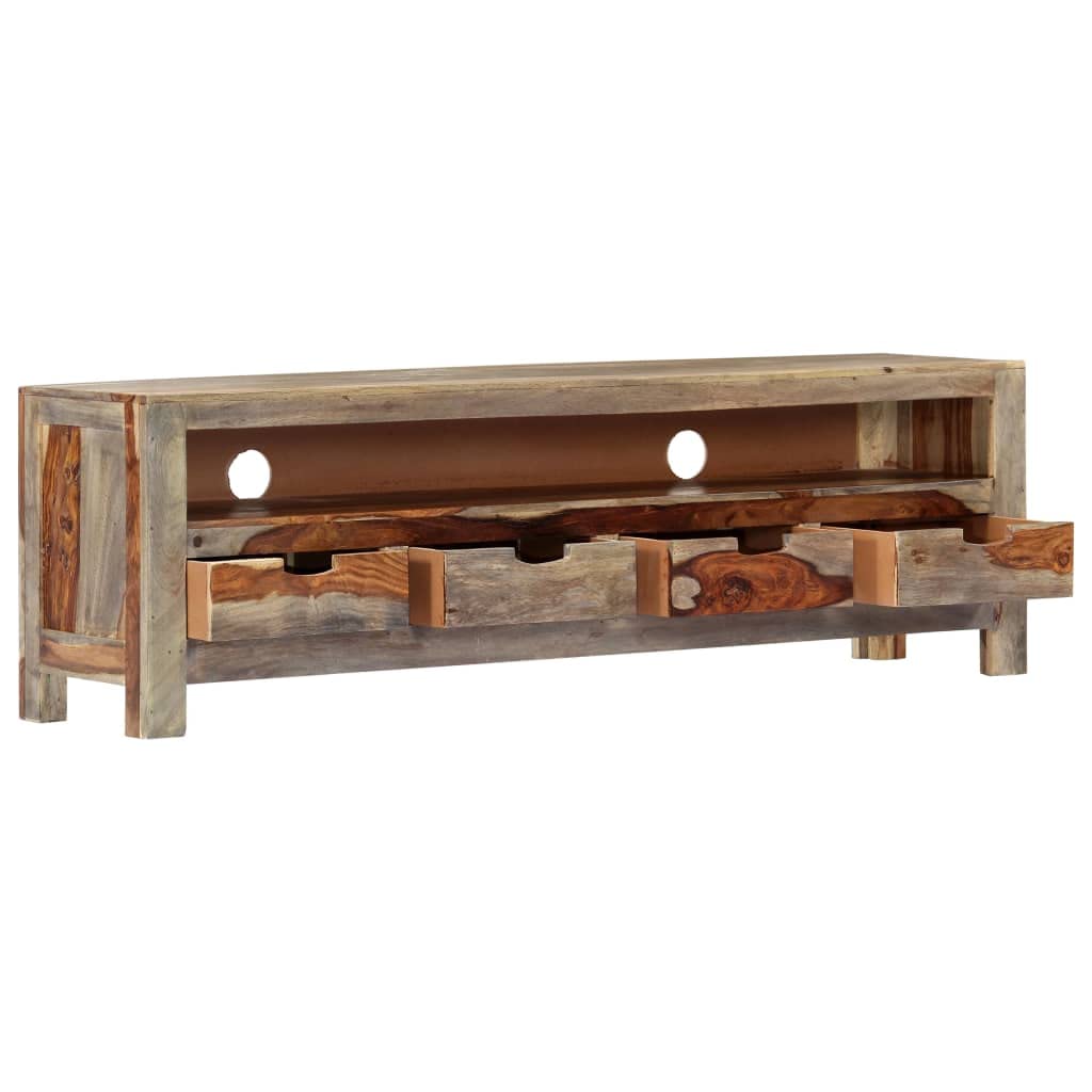 Fengshui Meuble TV en bois massif d'acacia 130 x 30 x 40 cm