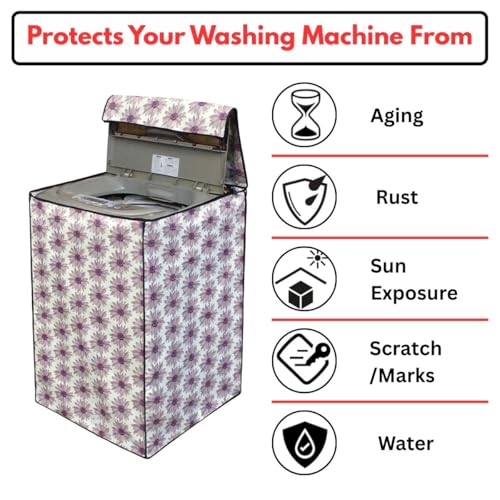 Image of Fully Automatic Top Load Washing Machine Cover for Samsung /IFB /LG /Godrej /Whirlpool /Bosch / 7 kg, 7.5 Kg (58 X 58 X 89 Cms),Waterproof & Dustproof Polyester, Flower Floral - FABKUM190