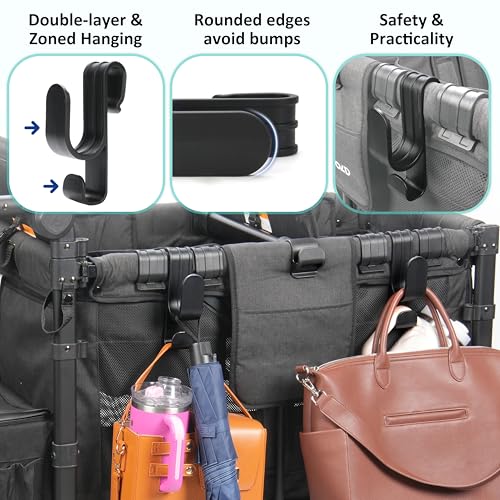 Stroller Hooks for Wonderfold Wagon W2 & W4, Double-Layer Multipurpose Side Hook for Balance Bikes & Bags, Space-Saving Wonderfold Wagon Accessories, 88lbs Load Capacity (2PCS) - Thumbnail 4