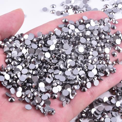 Image of 1440pcs Flat Back Rhinestones Round Gems for Nail Art and Craft Glue Fix,Crystal Stone Beads Bedazzling gems for Crafting 0.18 inch 4.8mm SS20 Hematite