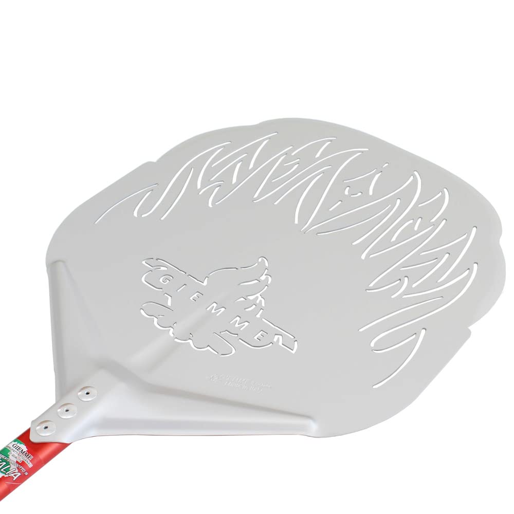 Giemme Pala per Pizza in Alluminio, Uso Professionale, Pizze da 36 cm, Per forni profondi 40/45 cm (Testa 36 cm ø in Alluminio, Lunghezza manico 60 cm)