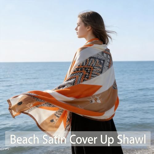 Shawl Wrap for Women, Large Silk Scarf Lightweight Travel Scarves for Women Airplane Versatile Neck Scarf & Hijab for Evening Dresses Beach Cover-Up Daily Fashion Outfit Formal Dress Wrap(Style 13) — view 6