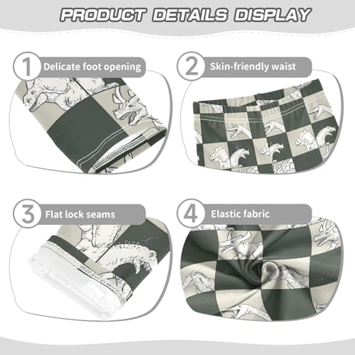 Girls' Athletic Leggings Ankle Length Yoga Dance Pants Kids Teen 4T Checkered Dinosaur3