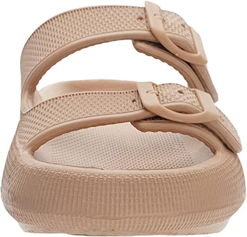 Whitin Cloud Slippers For Women Men Open Toe Massage Sandals Foam Cushion Extremely Comfy Pillow Sandals Adjustable Unisex Shower Slides Platform Double Buckle Sandles Brown #TOP4