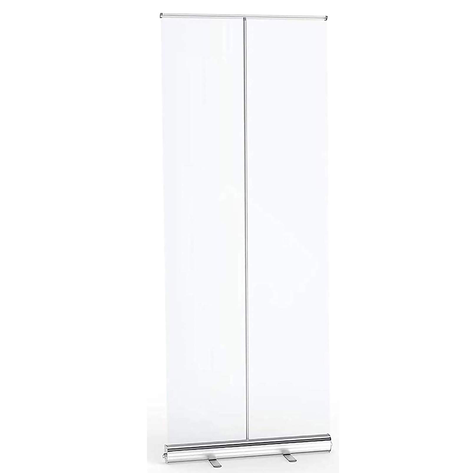 Pantalla transparente enrollable de aluminio con lona de PVC para distanciamiento en negocios