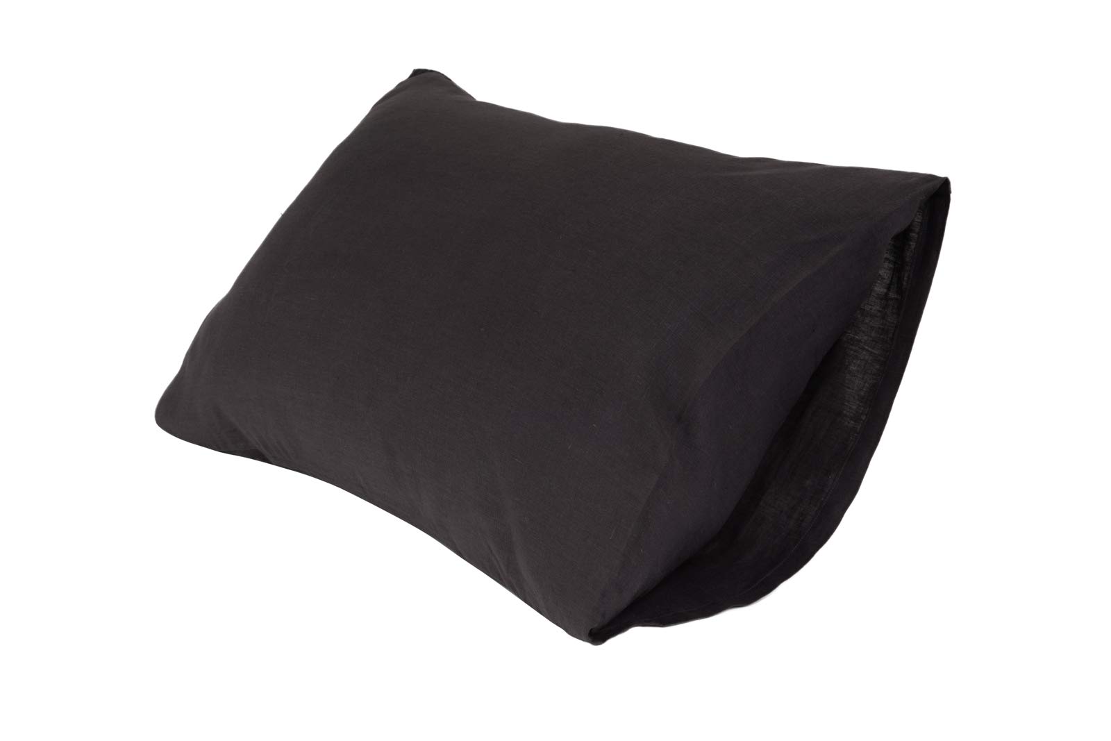 Pair of European Made Pure Linen Pillowcases. 100% Fine Organic and Natural Flax (King, Charcoal Black)