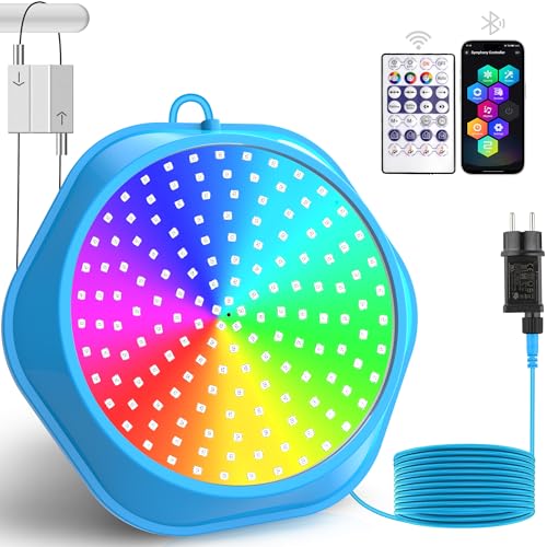 NATPOW 18W Poolbeleuchtung mit Magnet, LED Poolbeleuchtung Bunt APP Fernbedienung Kontrolle, 6V Poollicht mit 10m Kabel, IP68 Wasserdicht Pool Lichter...