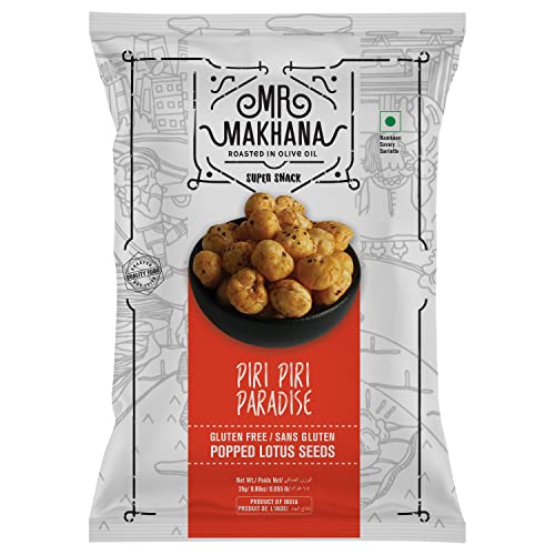 Mr Makhana Piri Piri Paradise 25g I Gluten-free I MSG Free I Healthy Snacks I Roasted in Olive Oil I Zero Trans Fat I Rich Calcium I Roasted Makhana & Foxnuts