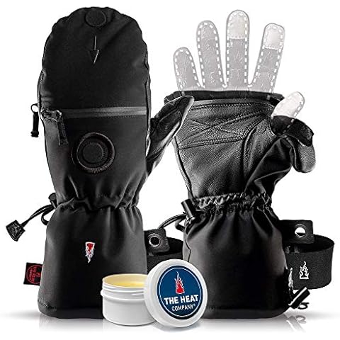 THE HEAT COMPANY Shell Mittens - Premium Quality - Fold-Over Winter Gloves - Extra Warm Gloves - Highly Water Repellent - For Women & Men - Black - Excludes Inner Glove Cover