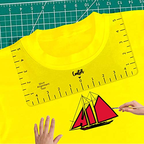 fantaxi T-shirt Alinhamento Ruler Craft Ruler Acrílico T-Shirt ferramenta de medição transparente pa