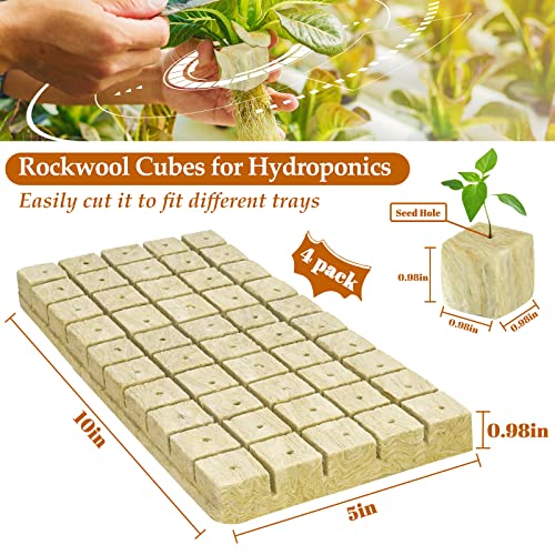 Legigo 1 Inch Rockwool Cubes Seed Starter Plugs for Hydroponics, RockWool Planting Grow Cubes for Hydroponic Tower Garden Soilless Cultivation Plants Germination Cutting Clone (4 Sheet, 200 Plugs) - Image 2
