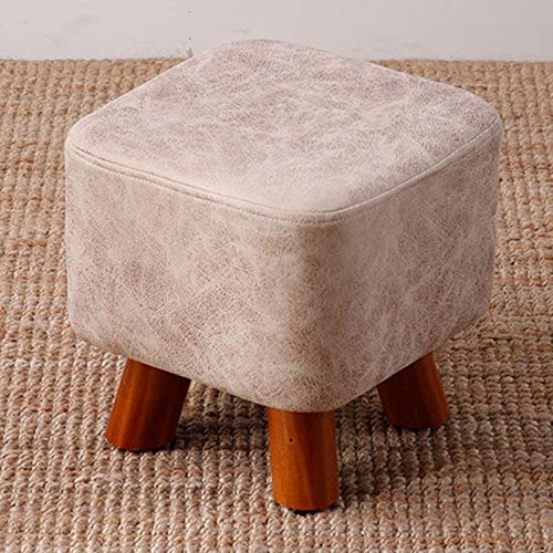 HKUN Retro Style Pu Leather Receangle Ottoman Foot Rest Stools For Bed Room Living Room Decoration Change Shoe Bench Wooden Low Stools For Living Room Decoration modern style