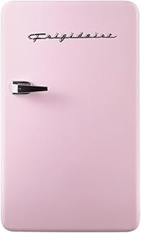 Frigidaire Retro Compact Refrigerator with Chiller, 3.2 cu ft Countertop Fridge, Built-In Bottle Opener, Rounded Corners, Premium, for Office, Bedroom, Dorm Room, Cabin, 18.5D x 20W x 31.5H (Pink)
