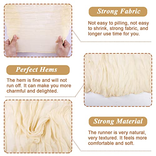 Sajoo Cream Cheesecloth Table Runner Gauze Table Runners 13.3Ft 8 Pack Long Boho Gauze Table Runner Rustic Sheer Table Runner For Wedding Decor Baby Bridal Shower Birthday Party Decorations #TOP2