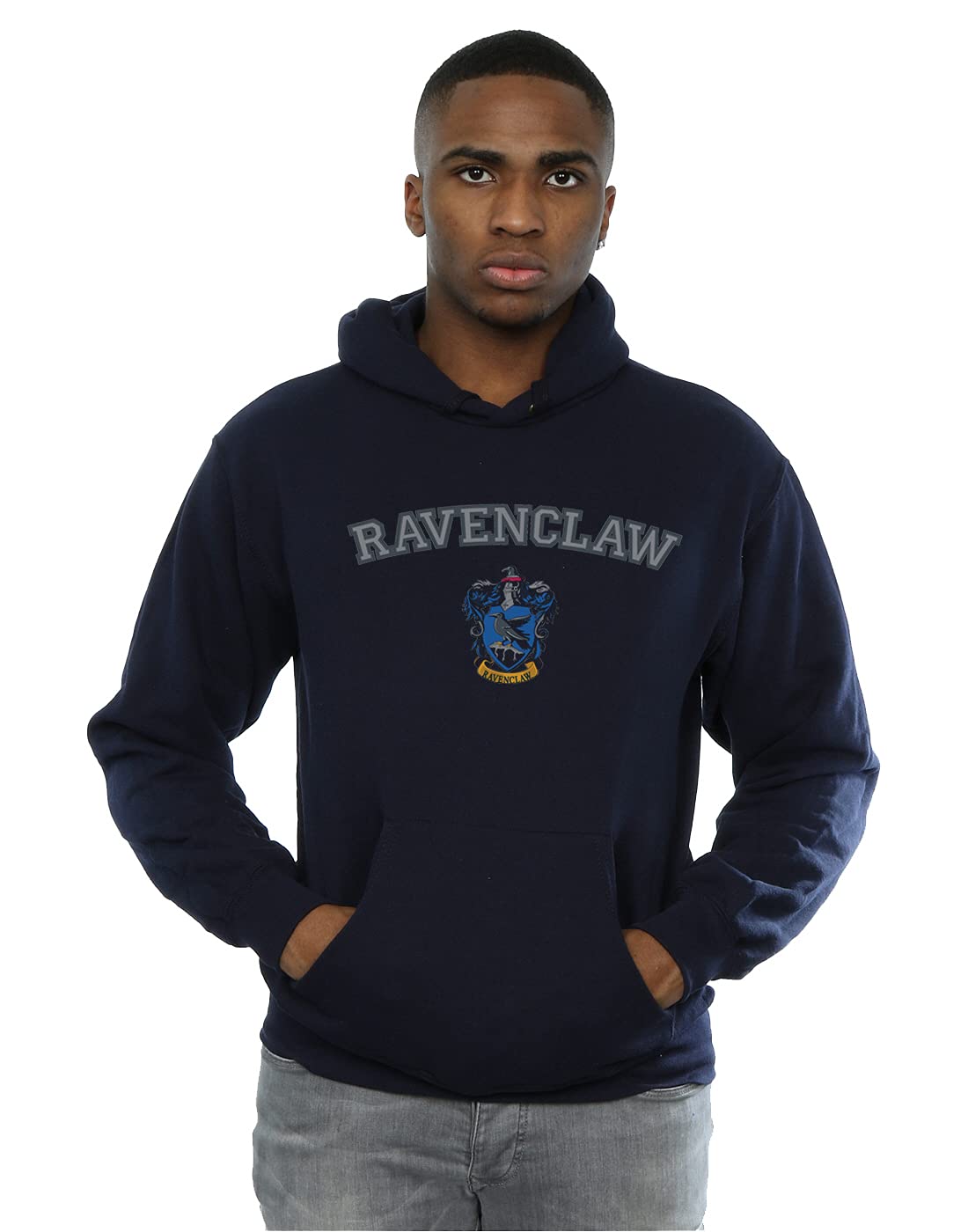 Absolute Cult Men's Navy Blue Harry Potter Ravenclaw Crest Hoodie Small