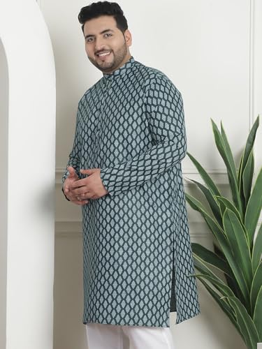 Image of SOJANYA Plus(Since 1958) Men's Cotton Relaxed Fit Straight Radiant Elegance Sequinned Kurta for Navratri, Garba & Puja