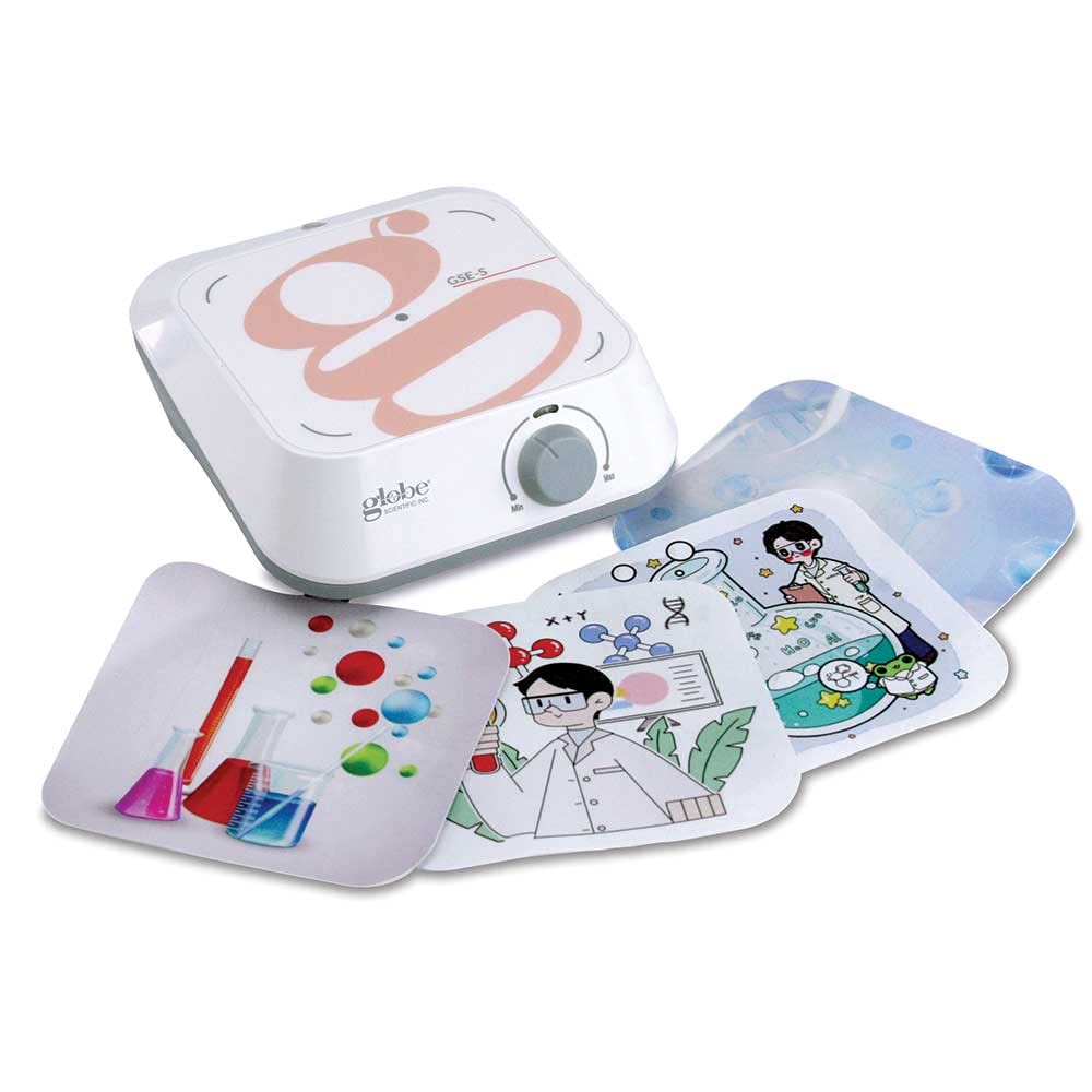 Globe Scientific GSE-S Mini Magnetic Stirrer General Purpose Square Surface with Custom Labels, 100-240v, 50/60Hz