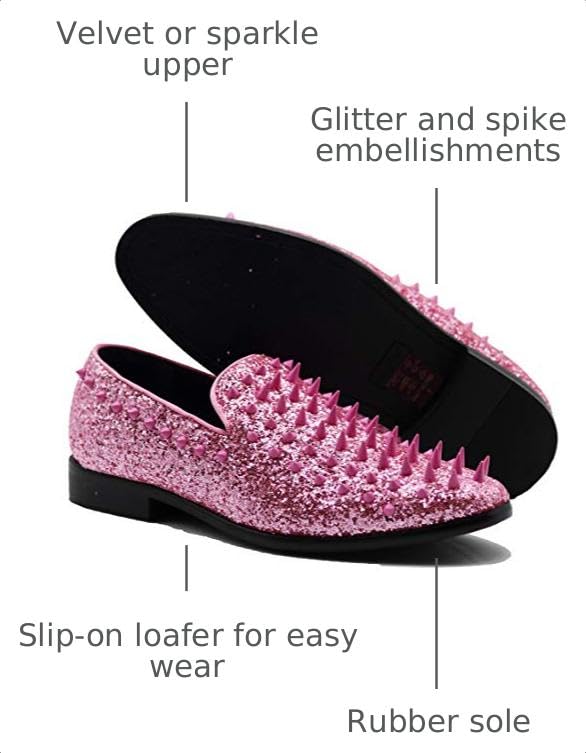 Image of SPK16 Men's Vintage Spike Dress Loafers Slip On Fashion Shoes Classic Tuxedo Dress Shoes