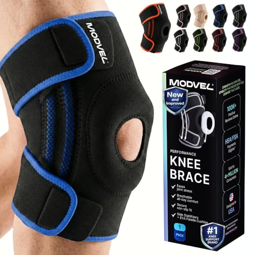 Image of Modvel Knee Brace with Side Stabilizers & Patella Gel Pads for Pain Relief and Joint Support Breathable, Non-Slip Compression Sleeve for Men & Women, Arthritis, Meniscus, ACL Recovery