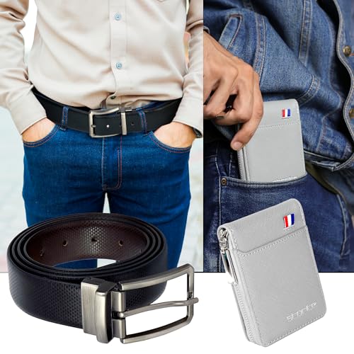 Storite PU Leather 9 Slot Vertical Credit/Debit Card Holder & Belt Combo, Money Wallet Zipper Coin Purse Valentine Gift for Men- (11.5 x 2 x 8 cm) 5 51XFCt58m3L