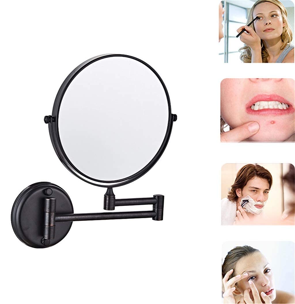 Espejo de Pared Espejo de baño Espejo de maquillaje Espejo de maquillaje de pared de doble cara Tocador de maquillaje de baño de afeitado con 3 aumentos giratorio Acabado dorado (8 pulgadas) (# 2 20 c
