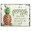 Barnyard Designs Retro Vintage Metal Tin Bar Sign Decorative Wall Art Signage Primitive Farmhouse Country Kitchen Home Decor Pineapple