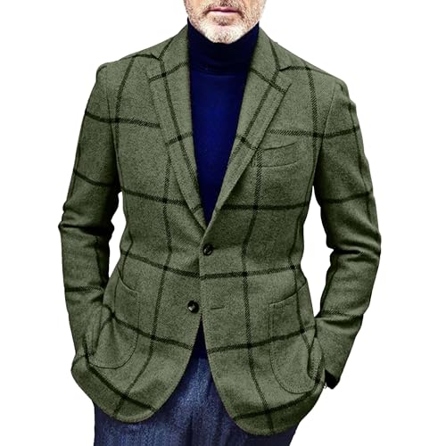 PHJTOMK Cappotto sportivo da uomo in tweed a spina di