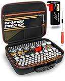 AKIELO+ Batterie Aufbewahrungsbox Mit Universalem Tester und Schraubendreher (Edition Max – Über 150+) – Unordnungfreie Batteriebox Aufbewahrung für Batterien AA, AAA, C, D, 9V (Nicht Enthalten)