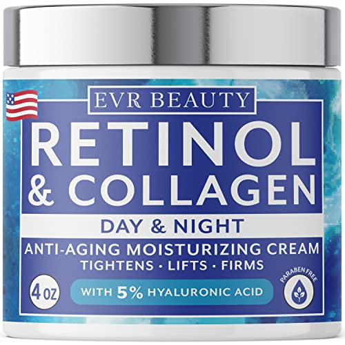 EVR Beauty – The Best Retinol and Collagen Anti Aging Face Moisturizer Cream – Anti Wrinkle Cream for Women and Men with Hyaluronic Acid – Use Day and Night – 4 ounces EVR Beauty – The Best Retinol and Collagen Anti Aging Face Moisturizer Cream – Anti Wrinkle Cream for Women and Men with Hyaluronic Acid – Use Day and Night – 4 ounces