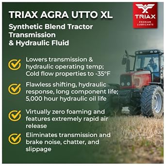 TRIAX Agra UTTO XL GL-4 Synthetic Blend Tractor Hydraulic, Transmission, Differential Fluid - All OEM Compatible with John Deere, Kubota, Massey Ferguson, CAT, and More (1 Gallon)