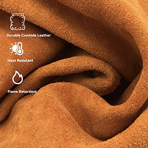 Long Real Leather Apron 43.7" Heavy Duty Work Apron With 6 Tool Pockets Heat Flame Resistant Welding Apron For Blacksmith Woodwork Bbq Fireplace Welders Men Women Safety Apparel #TOP5