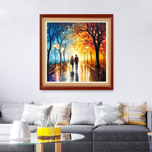 Image of Foxhool Stamped Cross Stitch Kits,11CT Printed Cross Stitch Pattern Full Embroidery Kits for Beginner Needlepoint Kits&Lovers Walk 18x18 inch