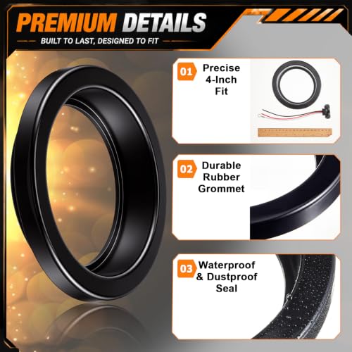 Image of Pangda 6 Pack 4 Inch Rubber Grommets for Truck Trailer Boat Lights with 3 Prong Pigtails Trailer Side Marker Lights Grommets with 3 Pin Wire Pigtail Connector Kit for Truck RV Boat