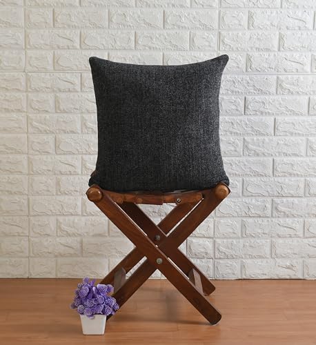 Image of SASHAA WORLD Charcoal Chenille Cushion Cover | Decorative Pillow Case | Soft, Durable, and Stylish | Solid Plain Weave Design | Ideal for Living Room, Sofa, or Bedroom Decor | 45x45 cm