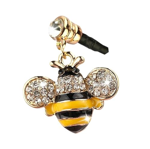 IP428-B New Yellow Crystal Bee Charm Cell Pone Anti Dust Plug for iPhone Huawei Samung iPad iPod Android Phone with 3.5mm earphone jack