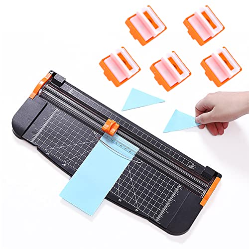 Paper Cutter 12 Inch A4 Craft Titanium Paper Trimmer Scrapbooking Tool with Extra 5Pcs Paper Cutter Replacement Blades for Photo,Gift Card,Coupon, Label, Cardstock (Black)